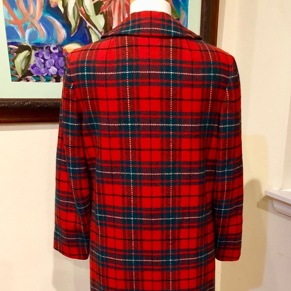 Pendleton Wool Red Plaid Coat Vtg. 50's - Small Perfect for Fall & the Holidays - Picture 6 of 15